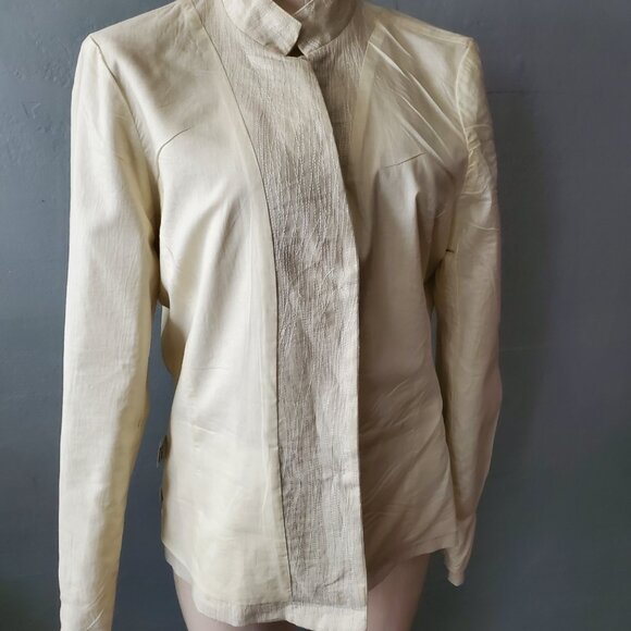 Eileen Fisher Linen Blazer/ Size L/ Oyster White - Picture 7 of 9